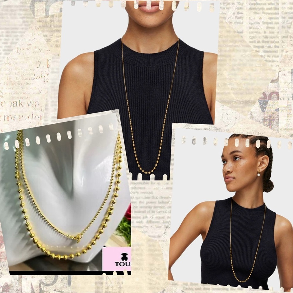 Necklace long sterling silver vermeil 925